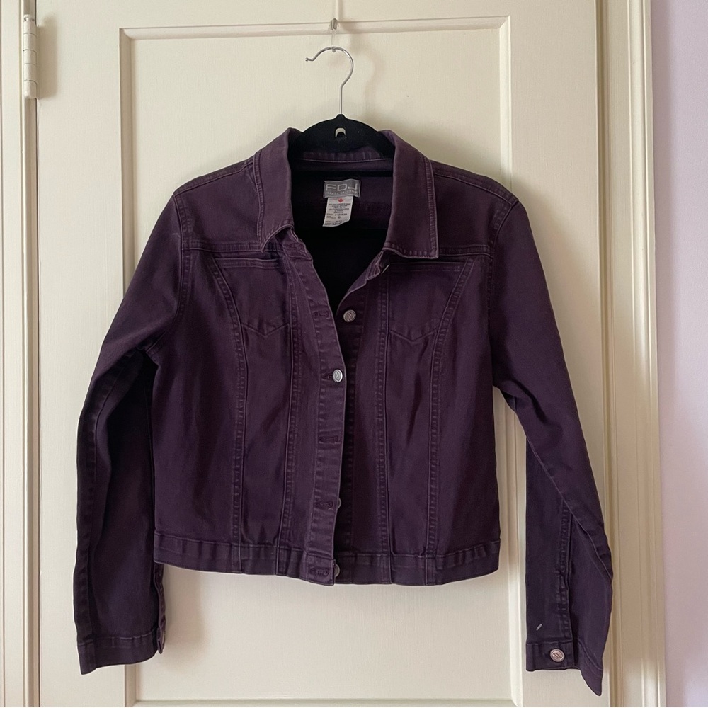 Dark Plum Cropped Denim Jacket